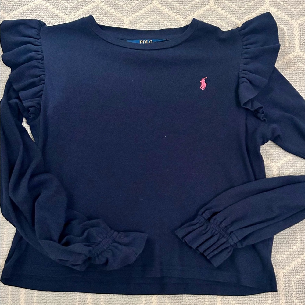 Polo by Ralph Lauren Ruffled Cotton-Modal Top, size 12-14/L